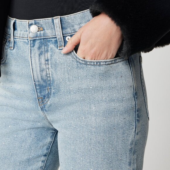 NWT J.Crew Factory Embellished slim wide-leg jean in all-day stretch - Picture 8 of 9